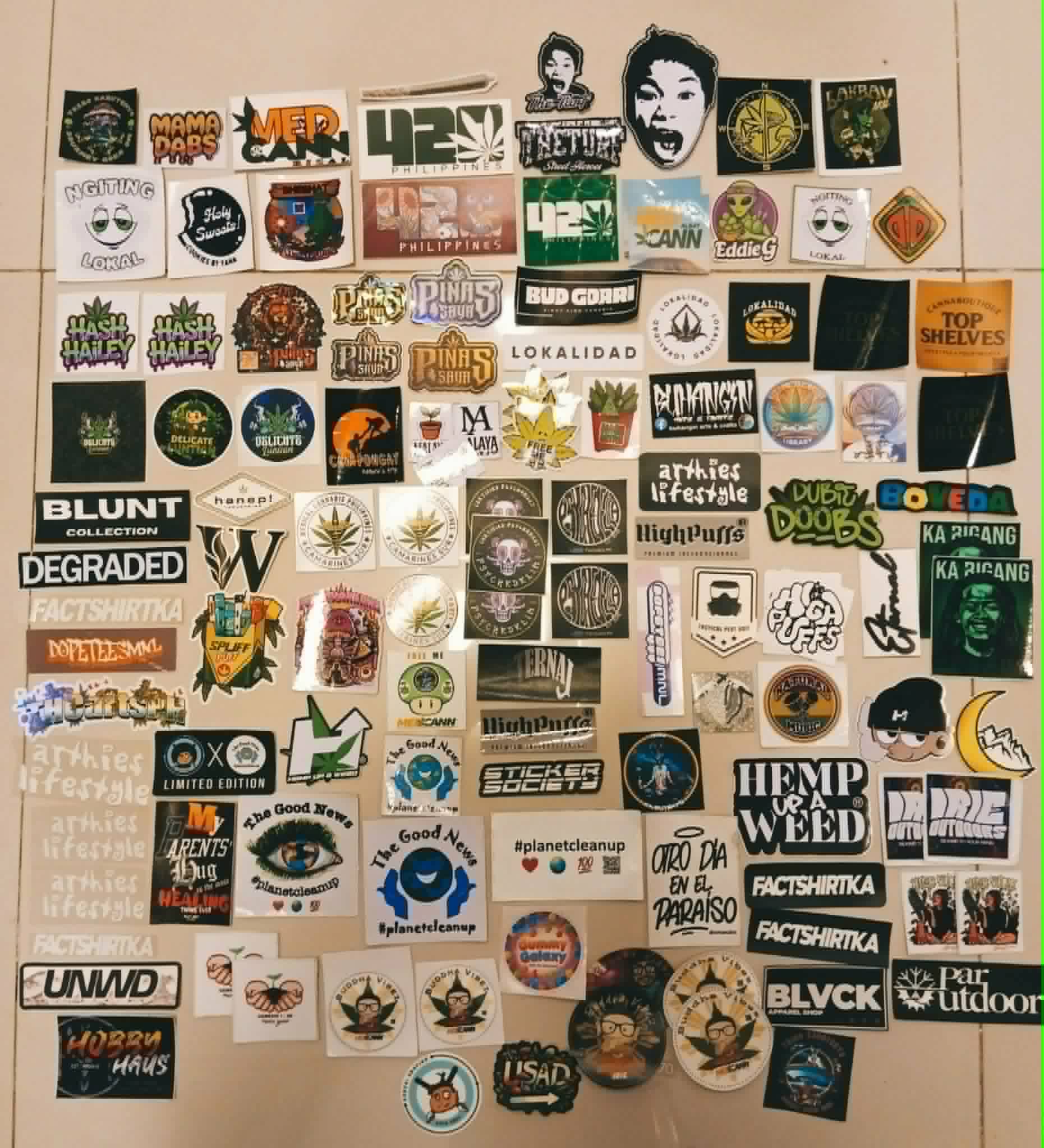 Collection of Philippine cannabis community stickers